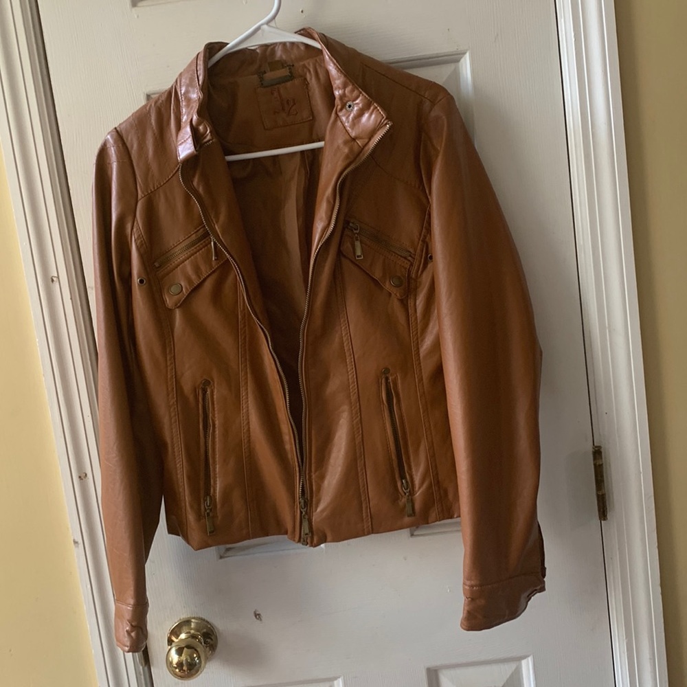 Women's leather-like jacket.